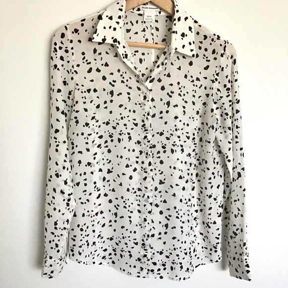 EUC CLUB MONACO DALMATIAN PRINT 100% SILK SHIRT - Picture 3 of 9